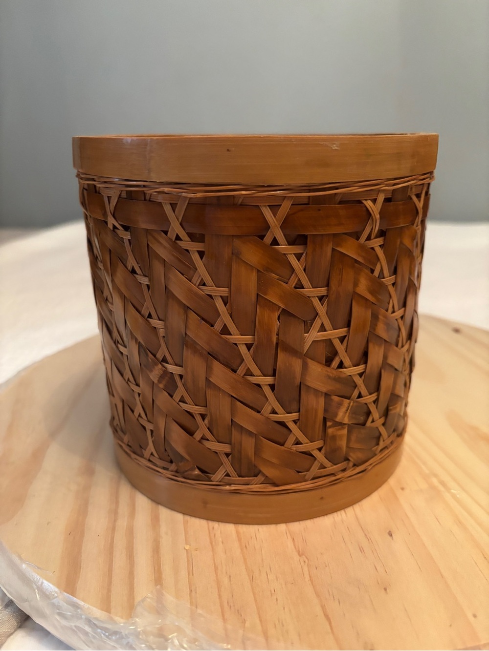 Vintage handwoven bamboo basket